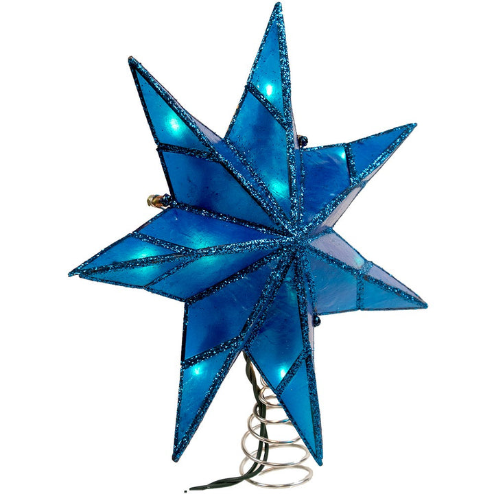 Kurt Adler 10-Light 7-Point Blue Capiz Star Treetop