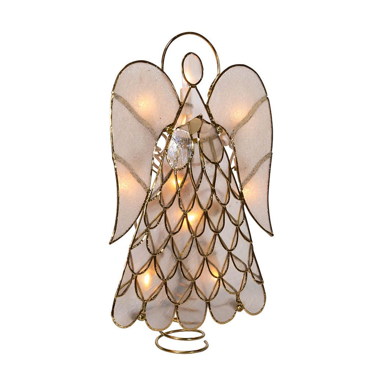 Kurt Adler 9.5-Inch UL 10-Light Capiz Angel Treetop