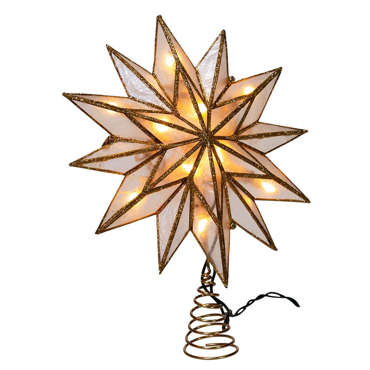 Kurt Adler 9.06-Inch UL 10-Light 12-Point Gold Capiz Star Treetop