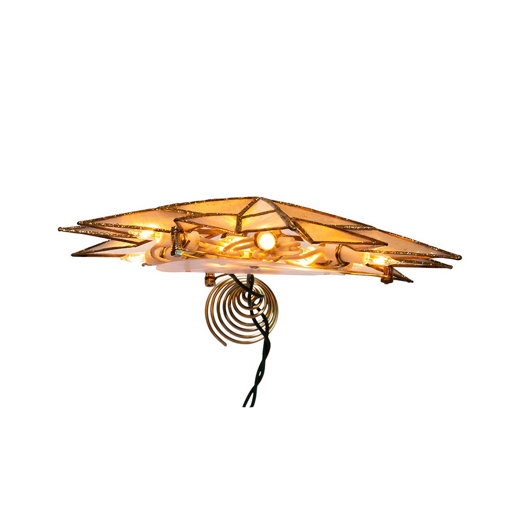 Kurt Adler 9.06-Inch UL 10-Light 12-Point Gold Capiz Star Treetop