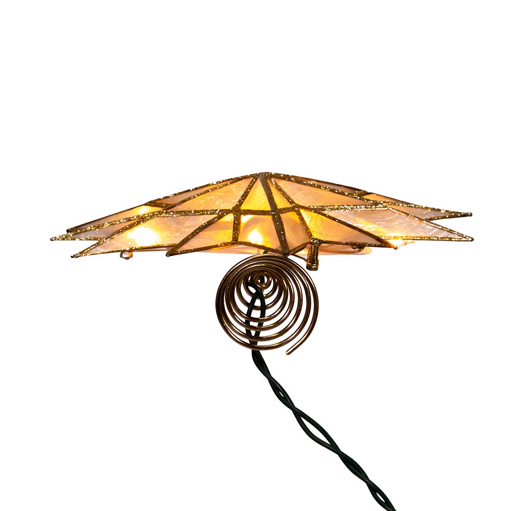 Kurt Adler 9.06-Inch UL 10-Light 12-Point Gold Capiz Star Treetop
