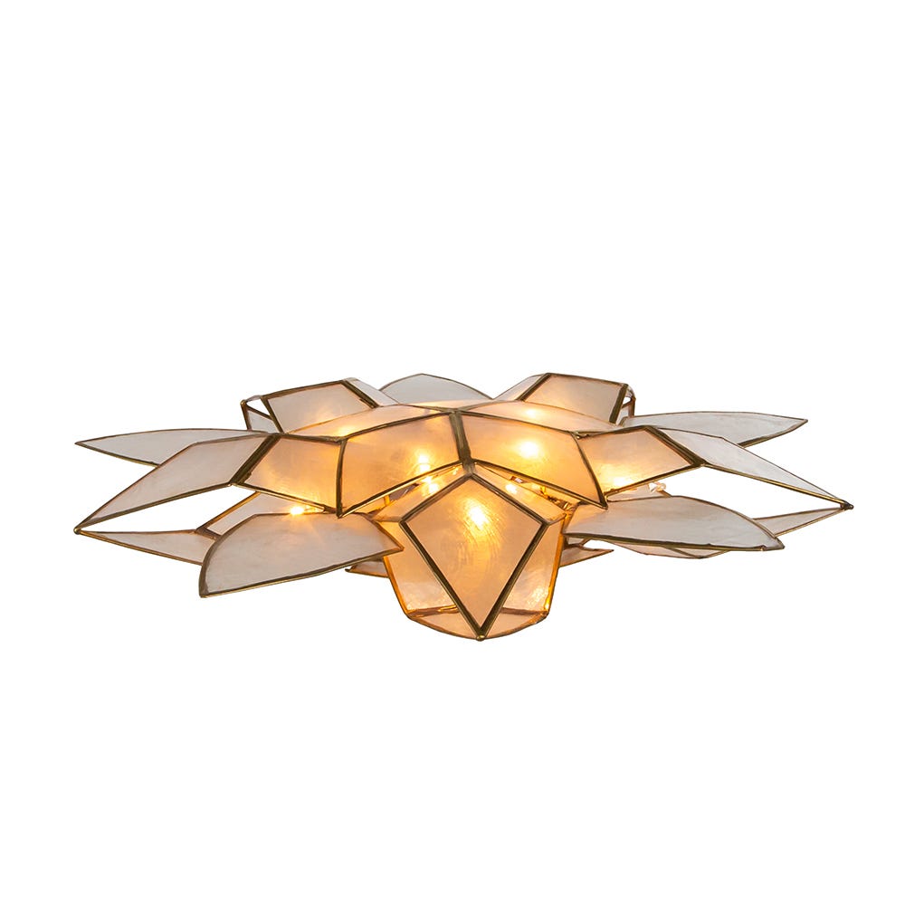 Kurt Adler 11.75-Inch UL 10-Light Gold Tin Double Point Capiz Star Treetop