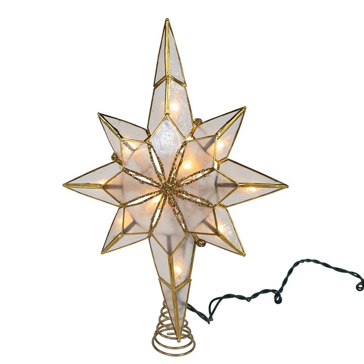 Kurt Adler 11.42-Inch UL 10-Light Gold Glittered Capiz Bethlehem Star Tree Topper