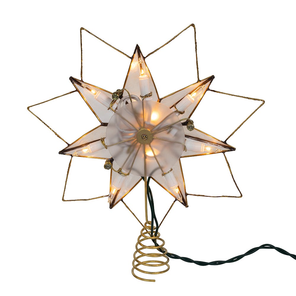 Kurt Adler 9.45-Inch UL 10-Light 7-Point Gold Glittered Capiz Star Tree Topper