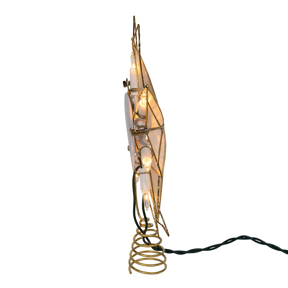 Kurt Adler 9.45-Inch UL 10-Light 7-Point Gold Glittered Capiz Star Tree Topper