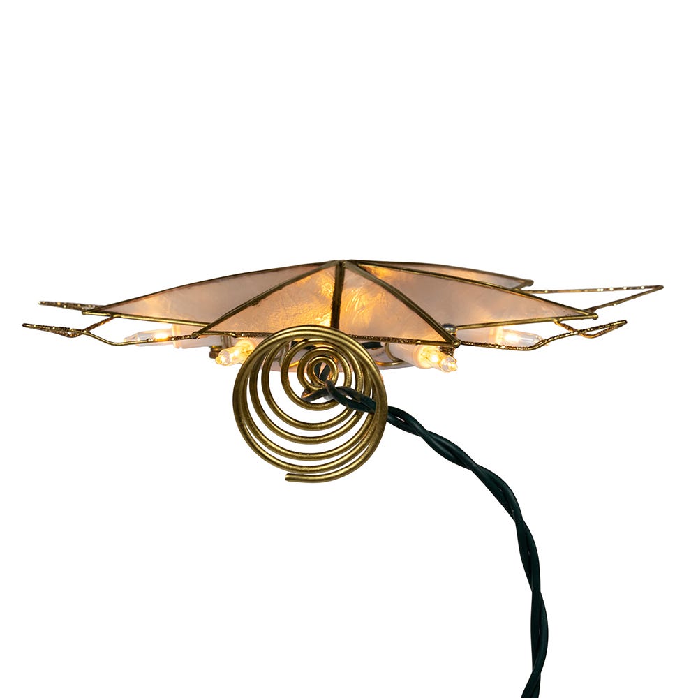 Kurt Adler 9.45-Inch UL 10-Light 7-Point Gold Glittered Capiz Star Tree Topper