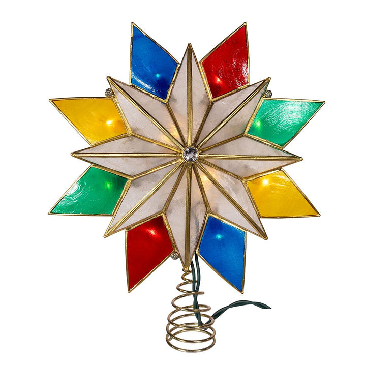 Kurt Adler UL 10-Light 8 Point LED Multi Color Capiz Star Tree Topper