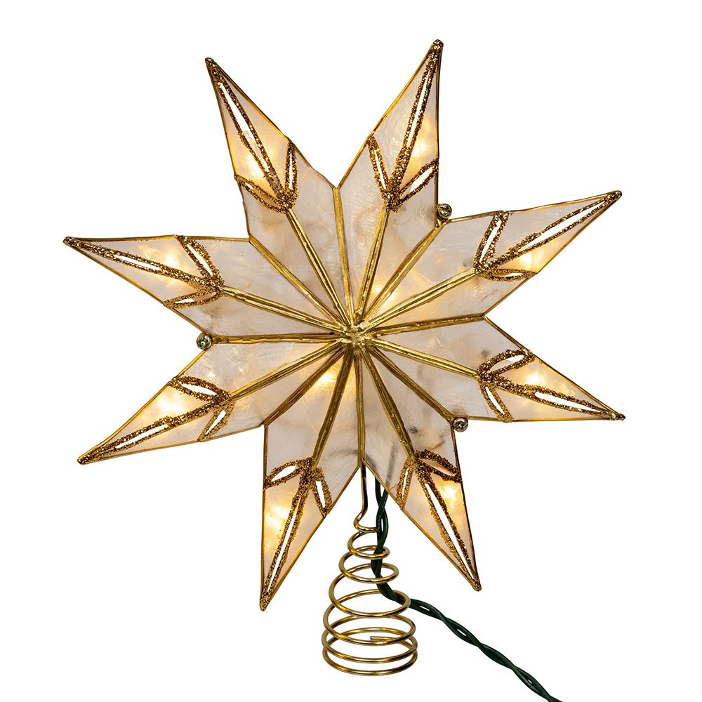 Kurt Adler 10L 8PT Capiz Clear Star Tree Topper UL3183LED