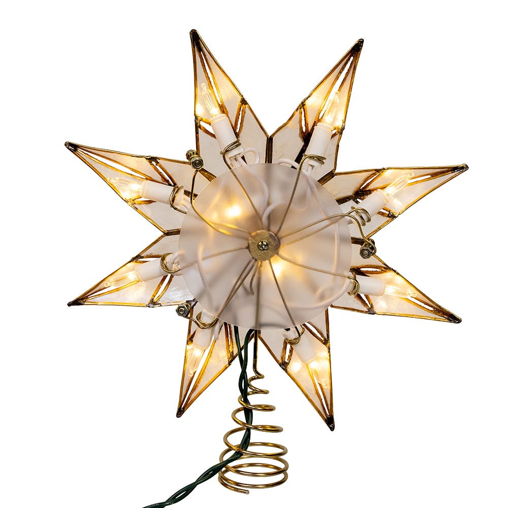 Kurt Adler 10L 8PT Capiz Clear Star Tree Topper