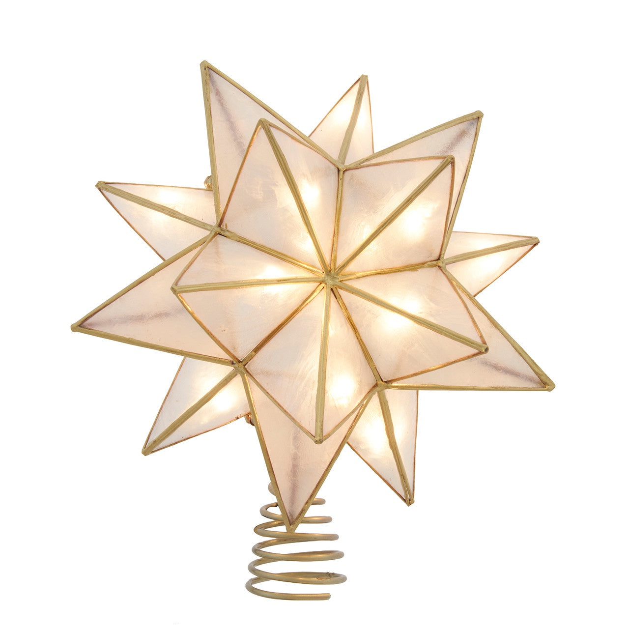 Kurt Adler UL 10L 15-Point Capiz Sputnik Star With Gold Trim Tree Topper #UL3194