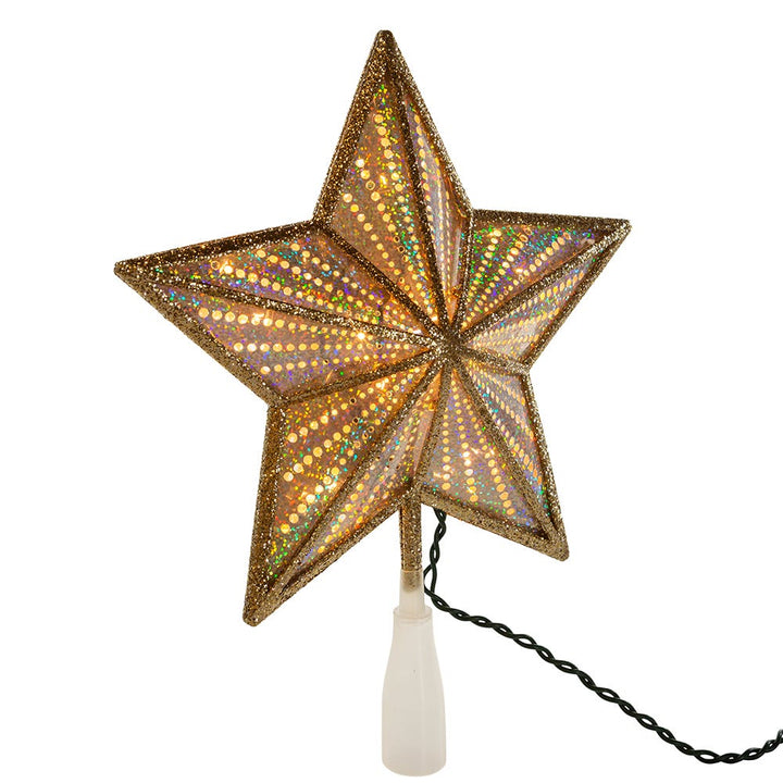 Kurt Adler 10-Inch Gold and Iridescent Lighted Star Tree Topper