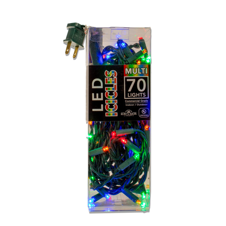  Kurt Adler 70-Light 7.5-Foot 5MM Multicolored LED Icicle Light Set