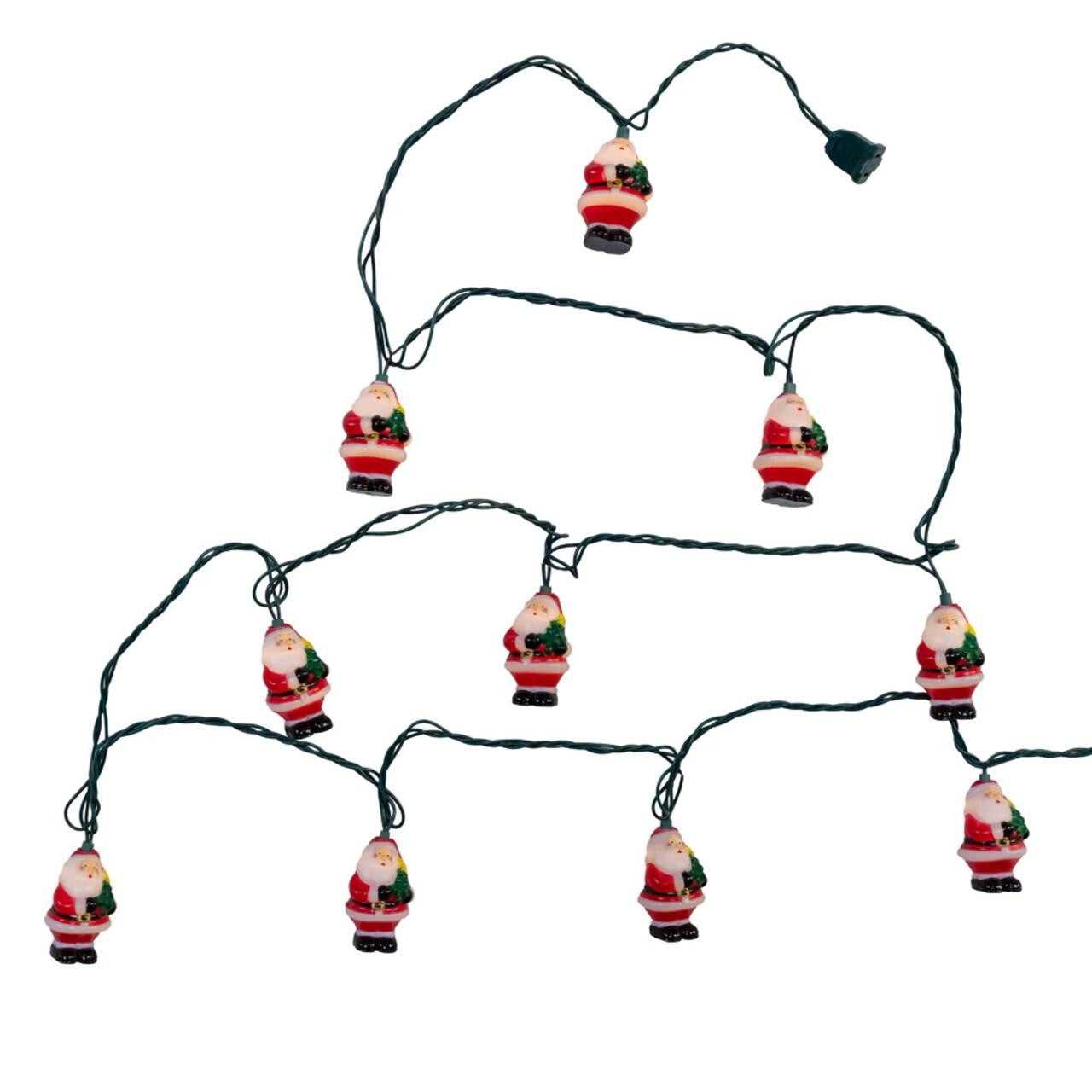 Kurt Adler 9' UL 10L Clear LED Santa With Christmas Tree Light Set #UL4291LED