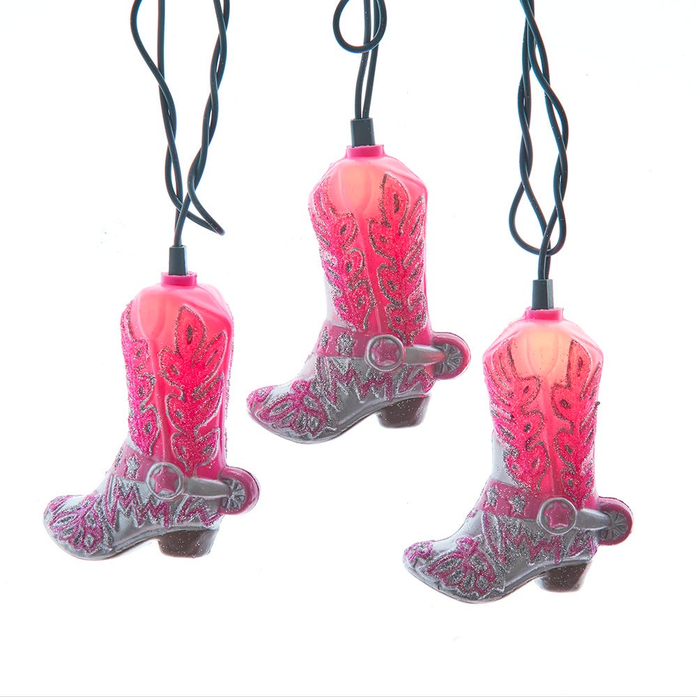 Kurt Adler UL 10-Light Glittered Pink Boots Light Set UL4386