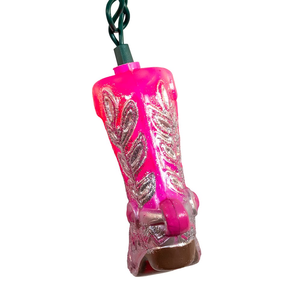 Kurt Adler UL 10-Light Glittered Pink Boots Light Set