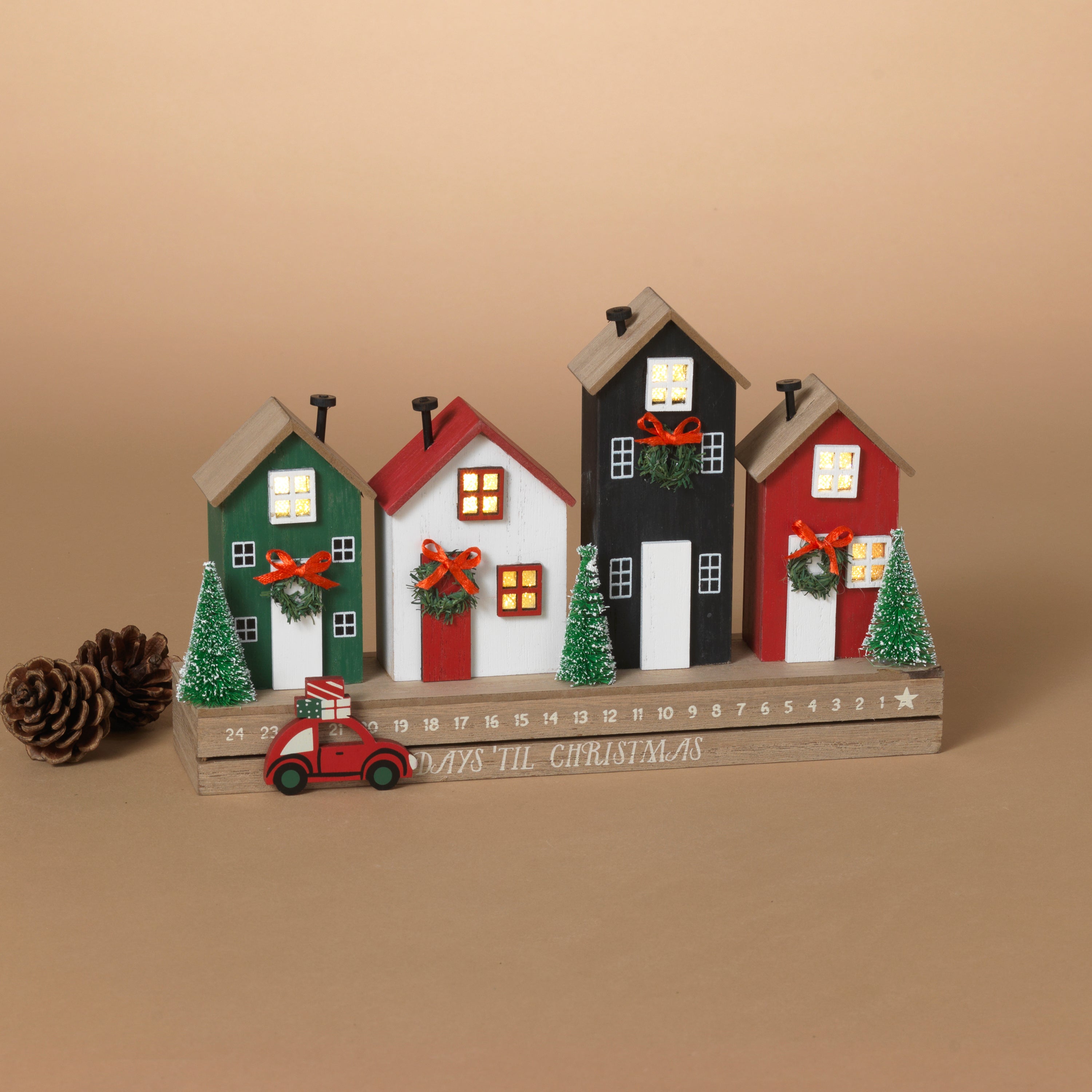 Charming 10.75 Inch Battery-Operated Lighted Row House Countdown Calendar with Timer #2738940EC