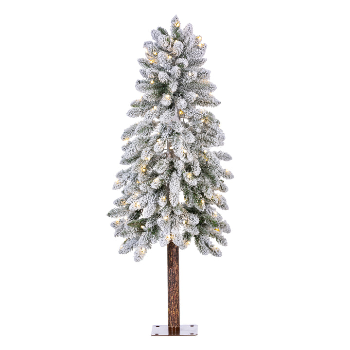 Sterling 4.5 ft. Pre Lit Warm White LED Christmas Flocked Alpine Tree