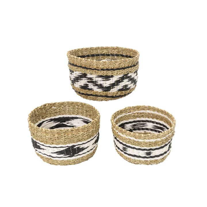 Set of 3 Seagrass and Paper Rope Baskets 2632540EC