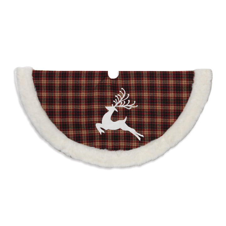 50 in. Reindeer Holiday Tree Skirt With Faux Fur Trim #2361760EC-Deer