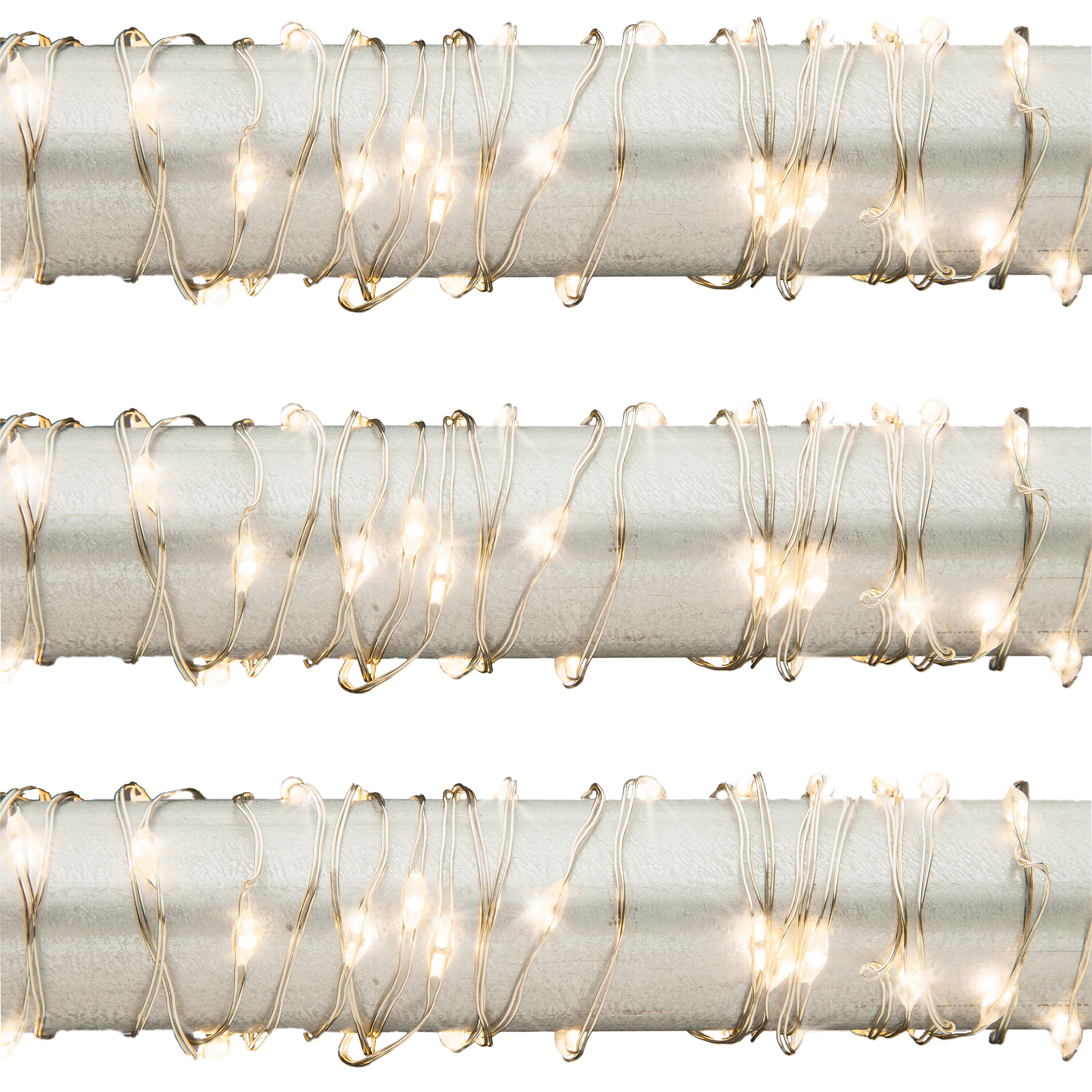 Set of 3 5 ft Battery Operated Warm White Micro Light String on Silver Wire 45377EC