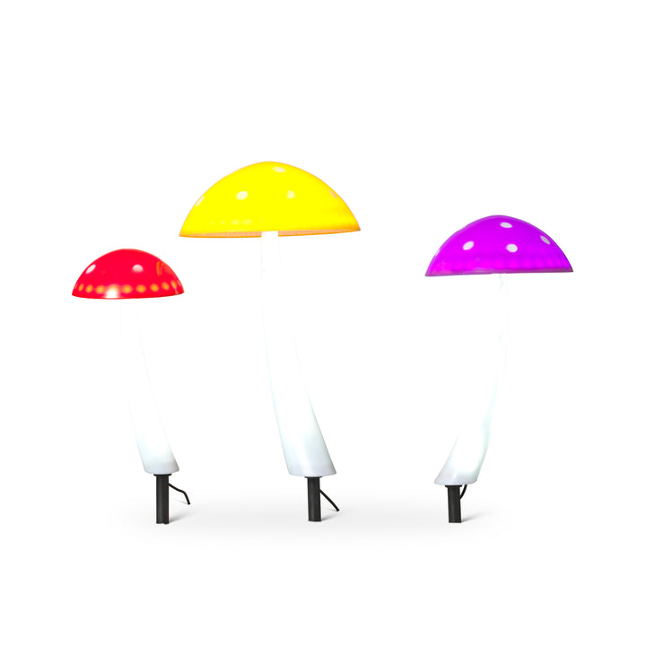 Set of 3 Electric Lighted Enchanting Mushrooms with Ground Stake 2720950EC