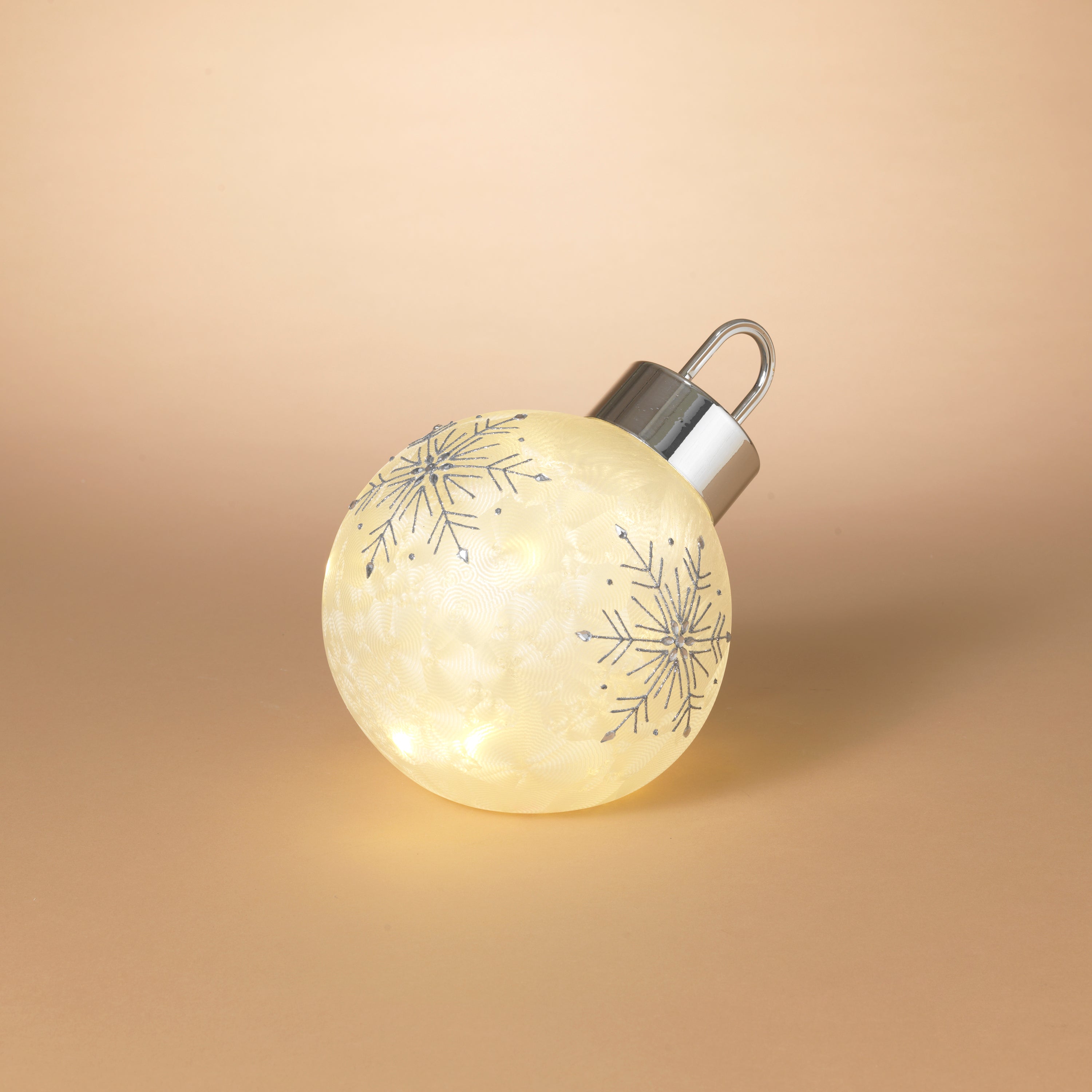 Old world 9.4 in D Battery Operated Lighted Glass Holiday Snowflake Design Ornament 2735690EC