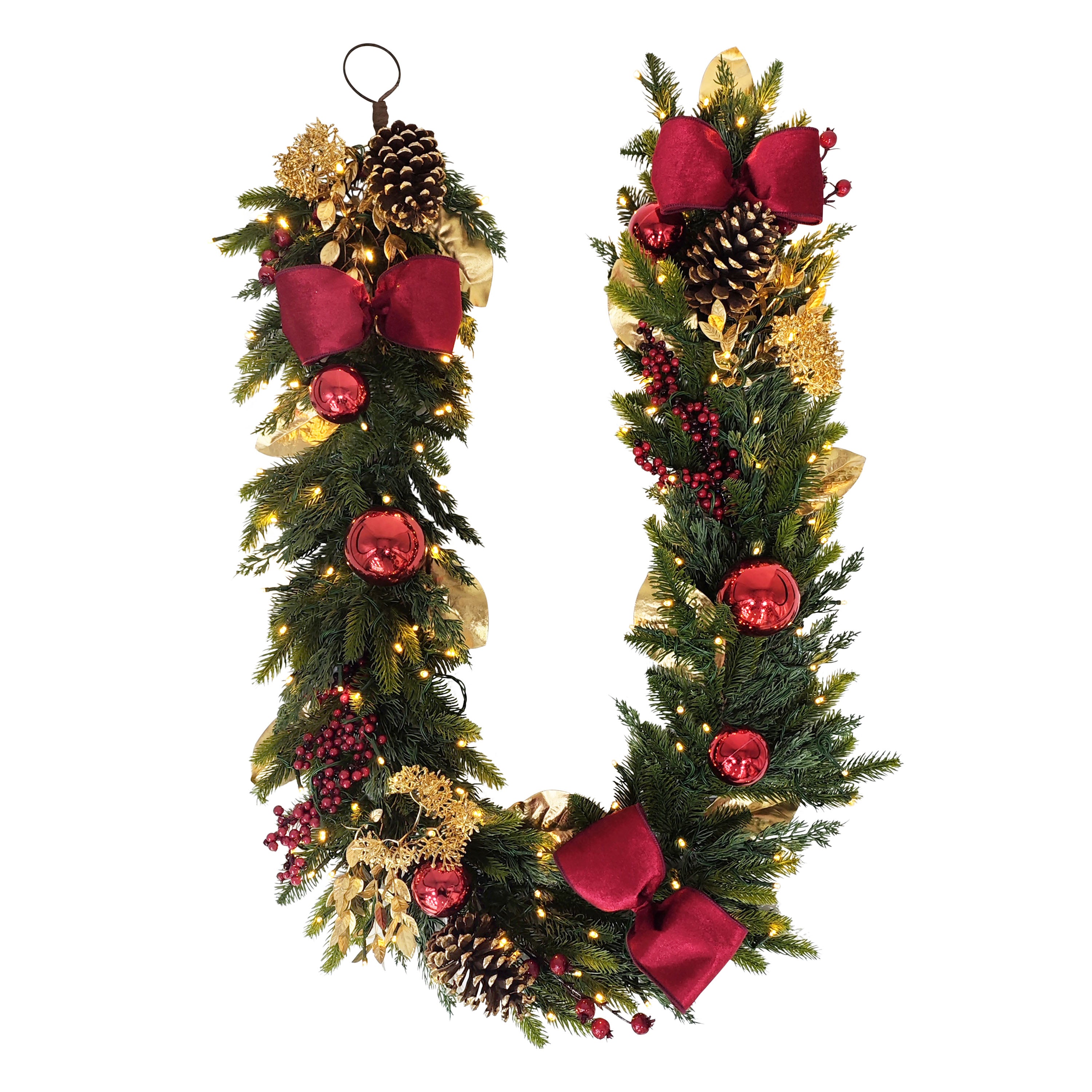 6' x 10" Pre-Lit Battery-Operated Adorned Garland 51018-G6LW120A-BO