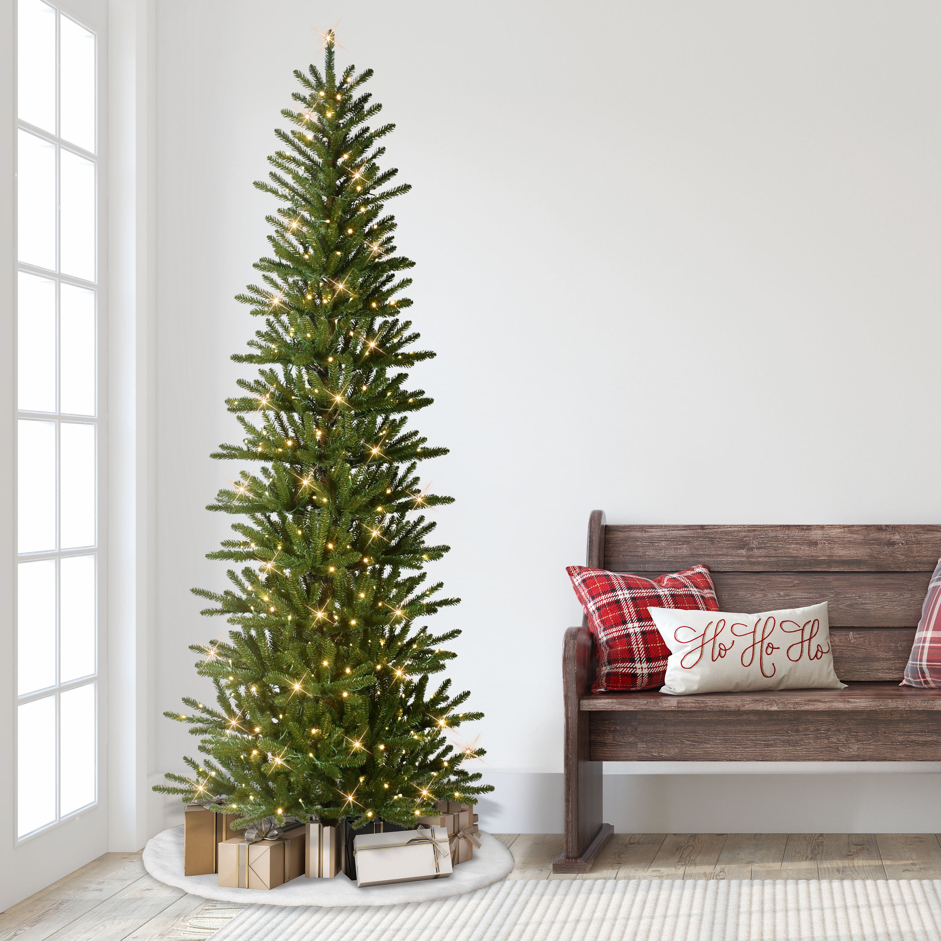 7.5' Pre-Lit Slim Mountain View Spruce Tree