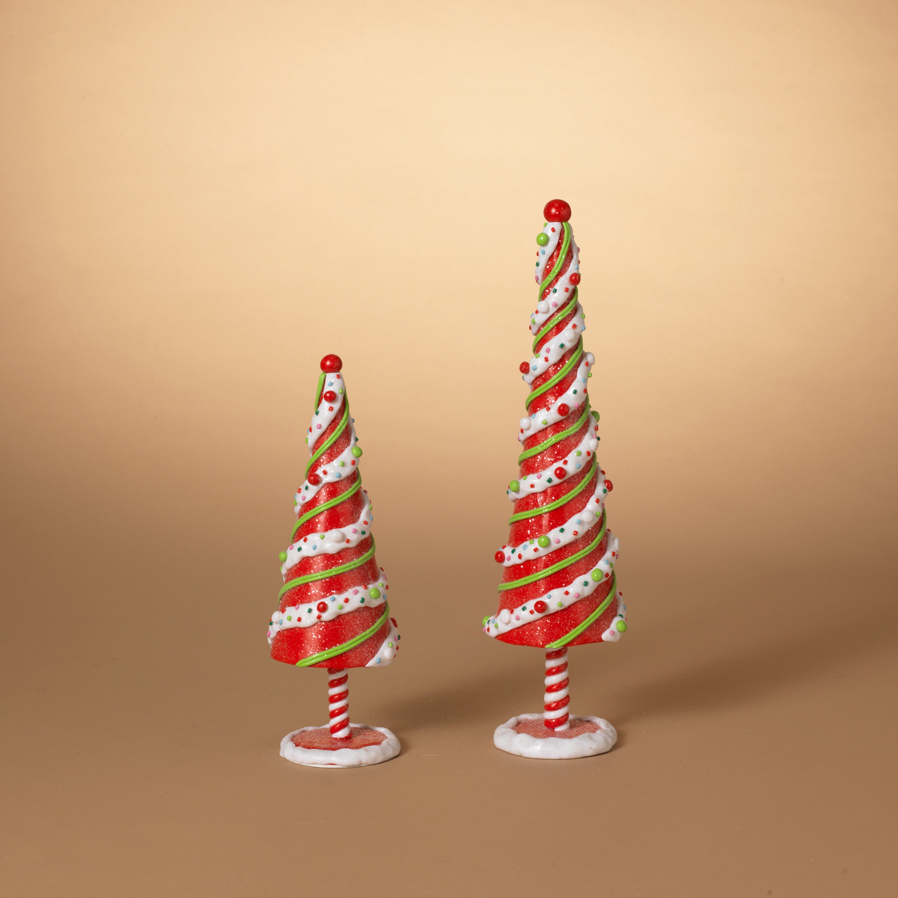 Set of 2 Clay Dough Whimsical Christmas Tabletop Candy Trees Decor #2659460EC