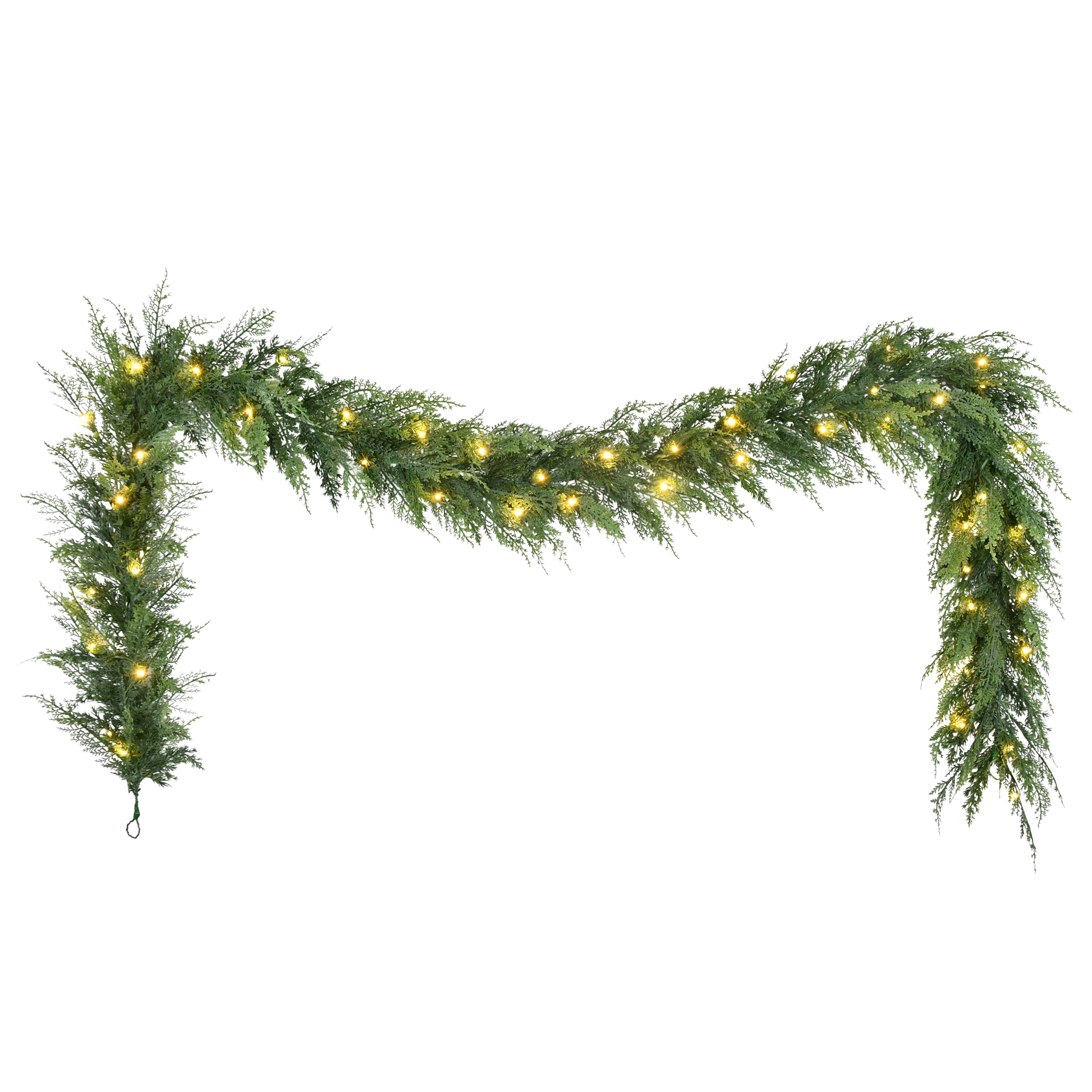 9' x 10" Pre-Lit Battery-Operated Cedar Garland with Twinkle Rice Lights 5928-G9-10LW05A-BO
