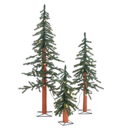 Sterling Set of 3 Pre Lit Warm White UL Alpine Trees