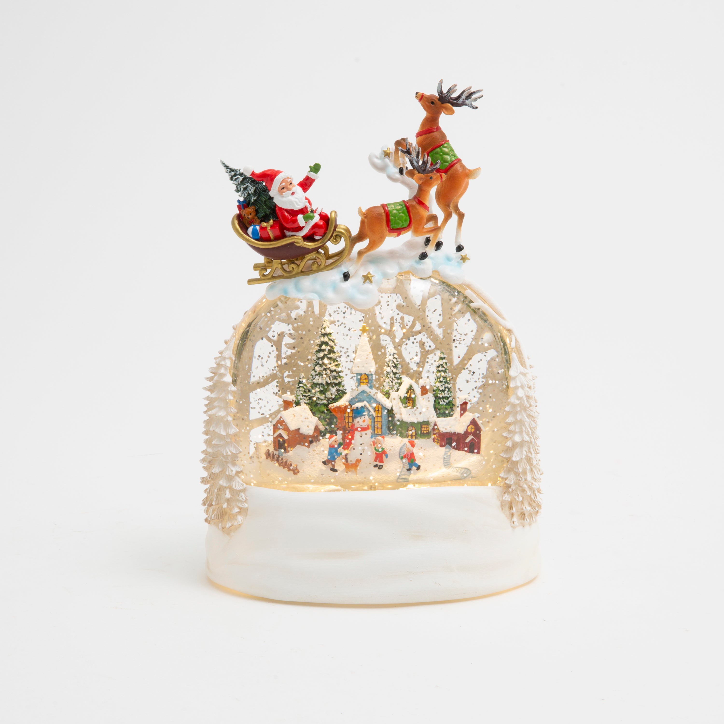 Playful 9.5 in H Battery Operated Lighted Spinning Water Globe with Sleigh