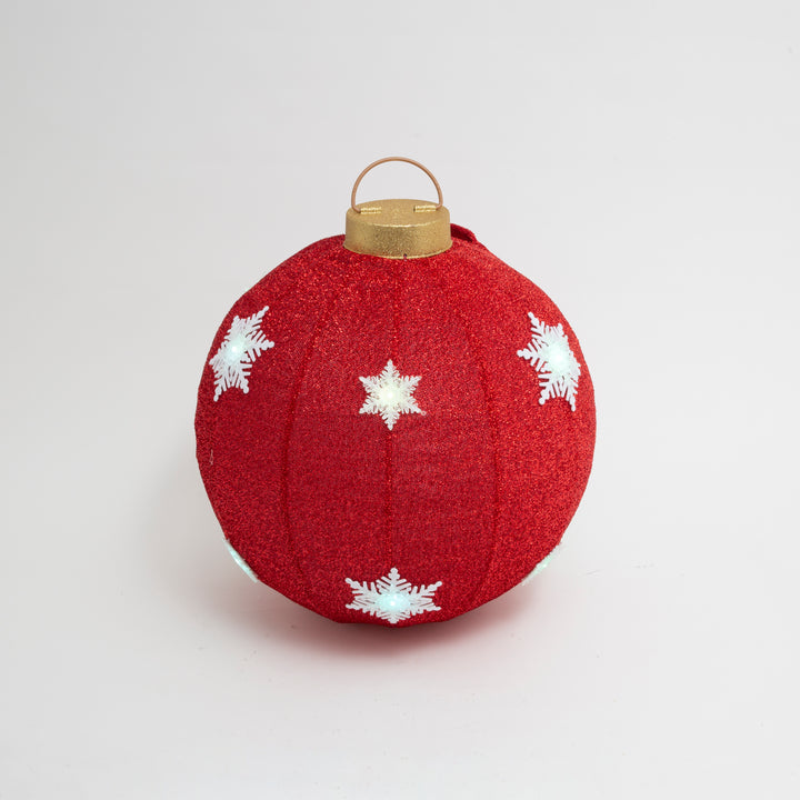 Vibrant 60cm Diameter Red Collapsible Ball with Snowflake Design and LED Lights #2742930EC-R