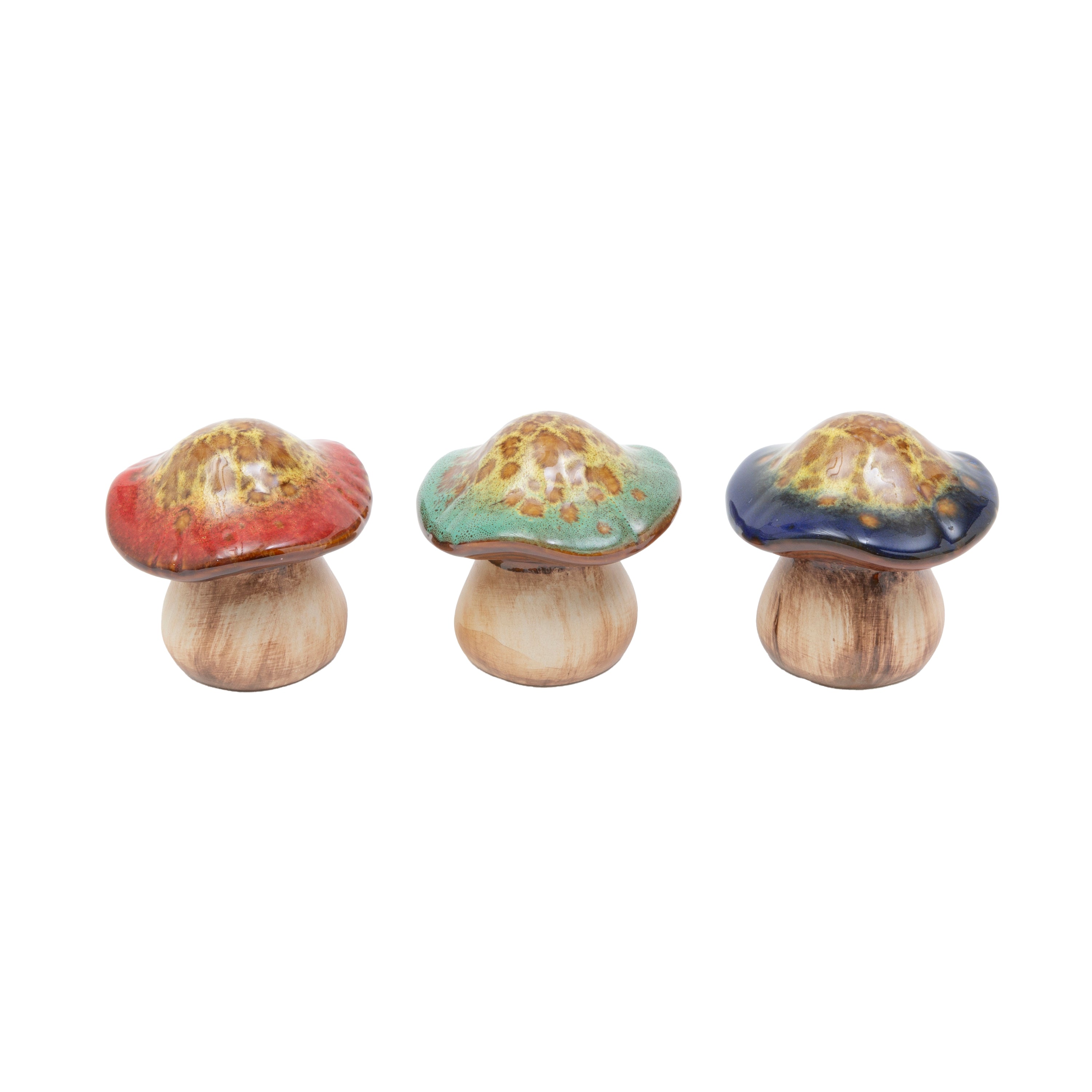 Set of 3 Ceramic Mushrooms at 4.33 inch Decorative Accents for Indoor and Outdoor Decor 2765000EC