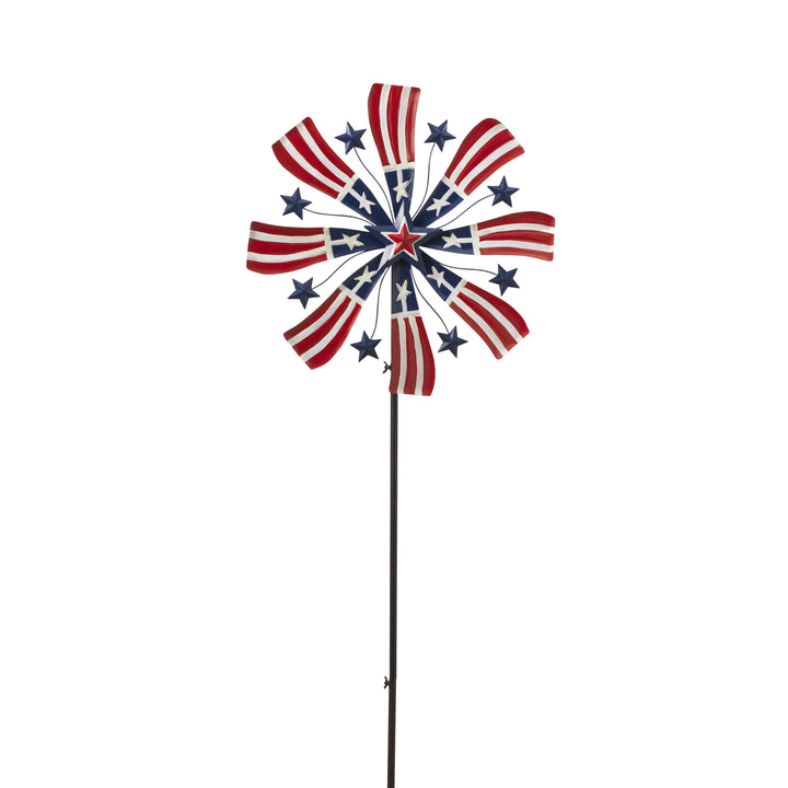 63 in. Metal Americana Wind Spinner Yard Stake