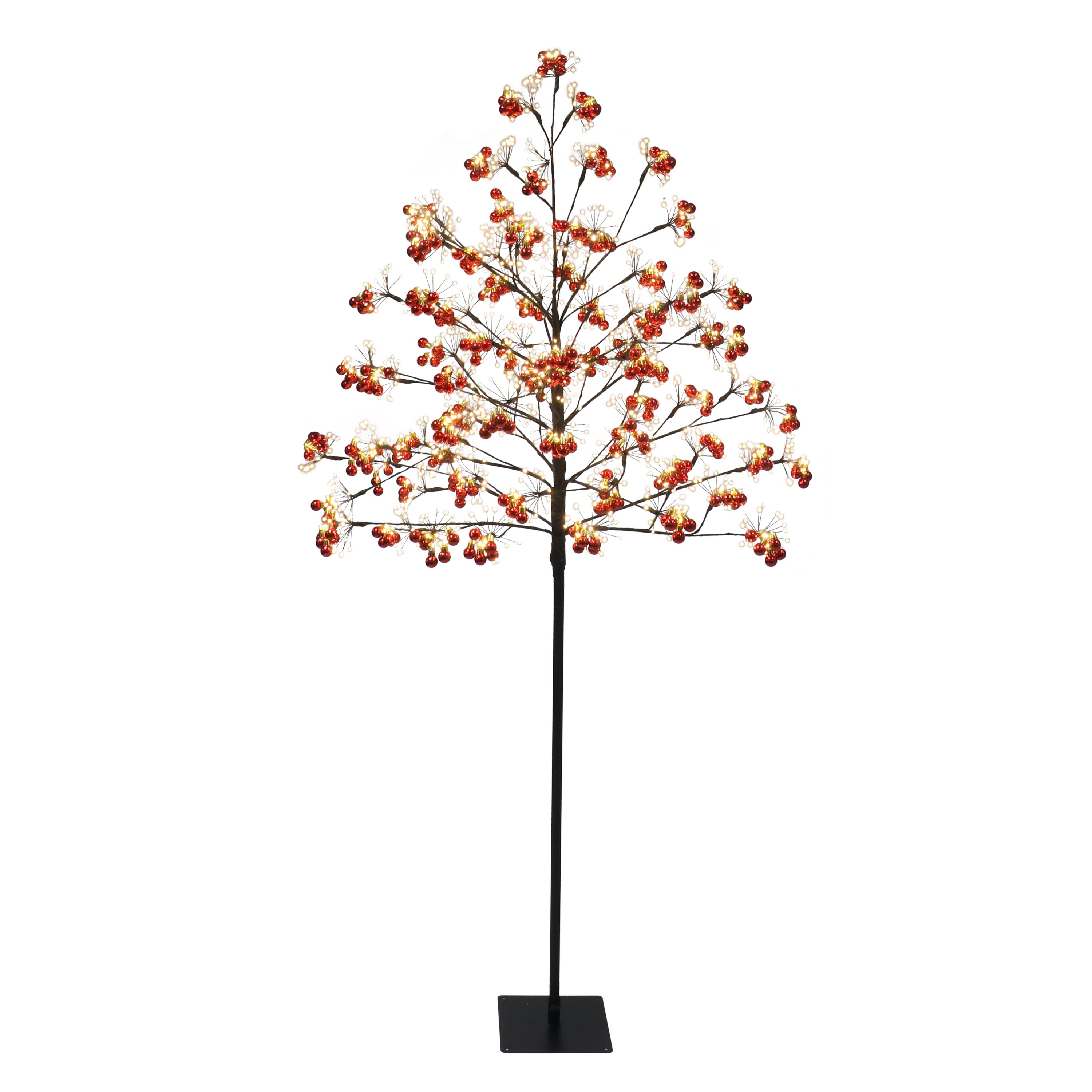 6' Pre-Lit Twig Tree with LED Warm White Lights and Red Ornaments 4637A-ST60LW144