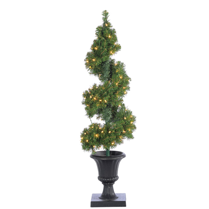 Sterling 4 ft. Pre Lit Warm White LED Potted Spiral Tree
