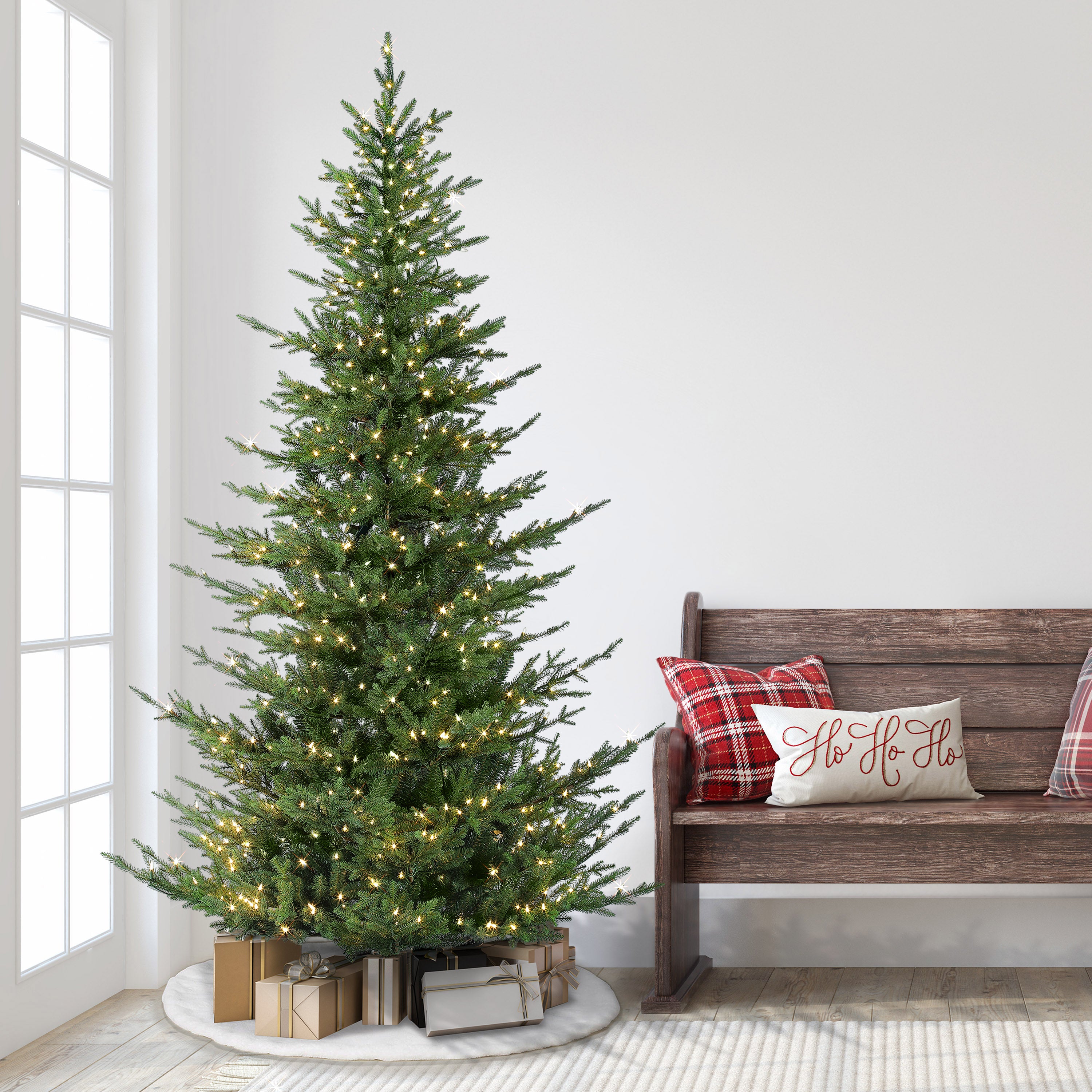 6.5ft Pre-Lit Natural Fir Christmas Tree