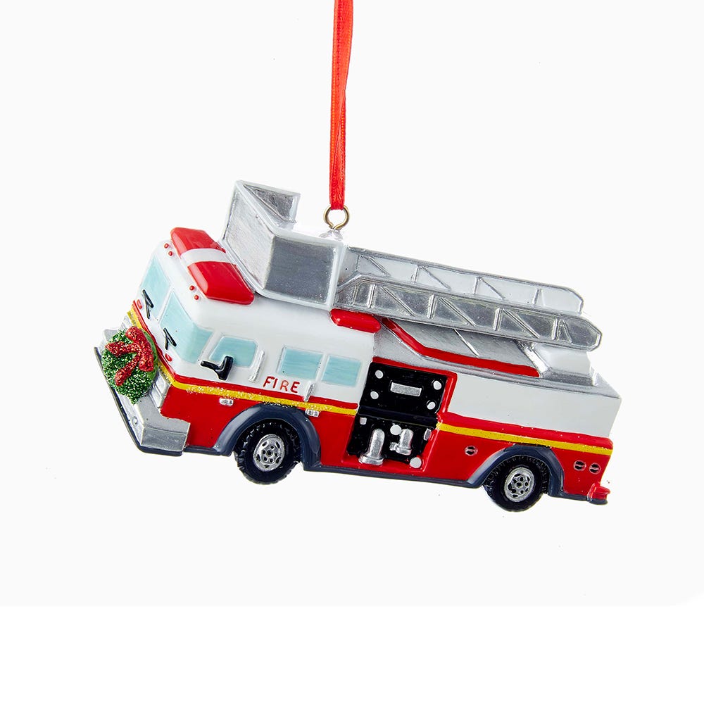 4.25" Fire Truck Ornament - Free Personlization #W8212