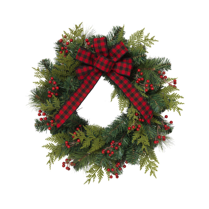 24 in. PVC Holiday Pine Wreath #2552380EC