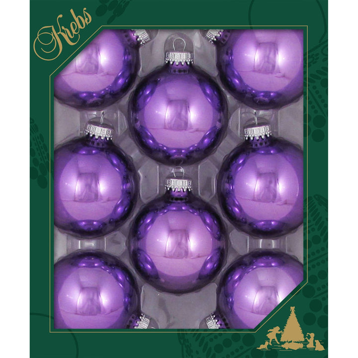 Christmas by Krebs Amethyst Shine 2.63 in Glass Christmas Tree Ornaments Set of 8 #KBX02302