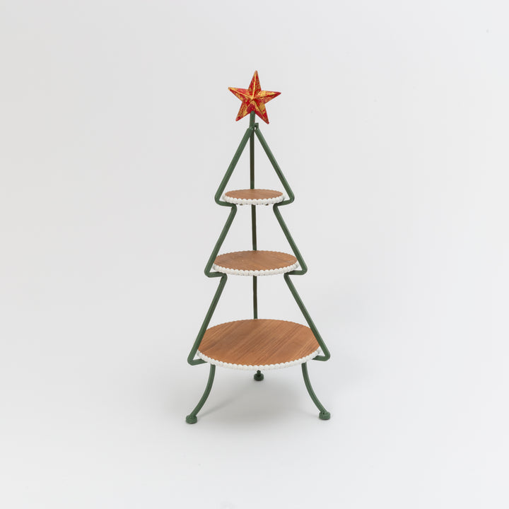 Romantic 25.5 in H Metal and Wood Tree with 3 Tiered Shelves 2601190EC