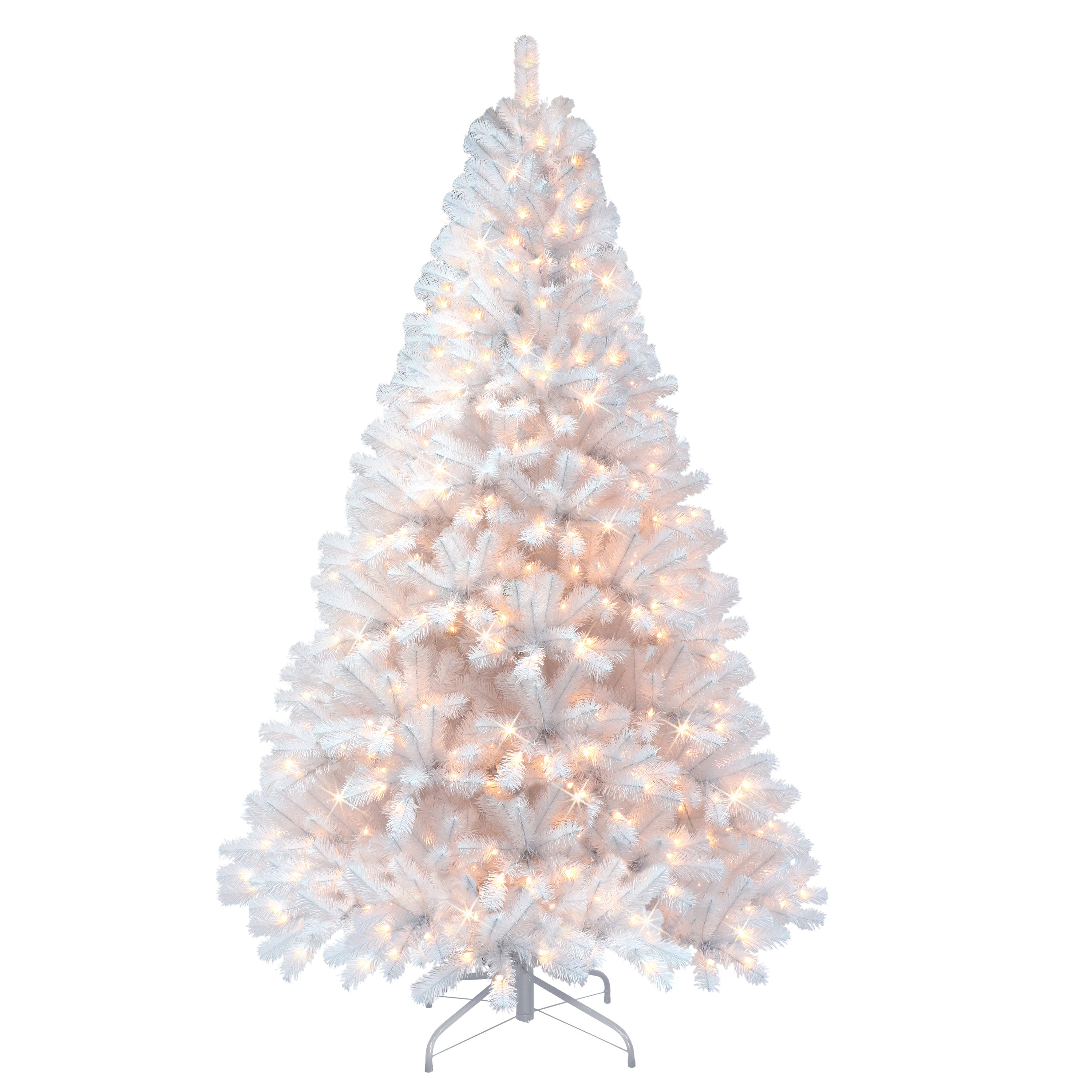 6.5 ft Pre-Lit White Northern Fir Artificial Christmas Tree with 400 UL Clear Lights Metal Stand NFWA-65C4