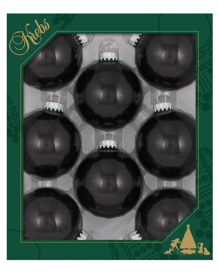 Christmas by Krebs Ebony Shine 2.63 in Glass Christmas Tree Ornaments Set of 8 #KBX70135