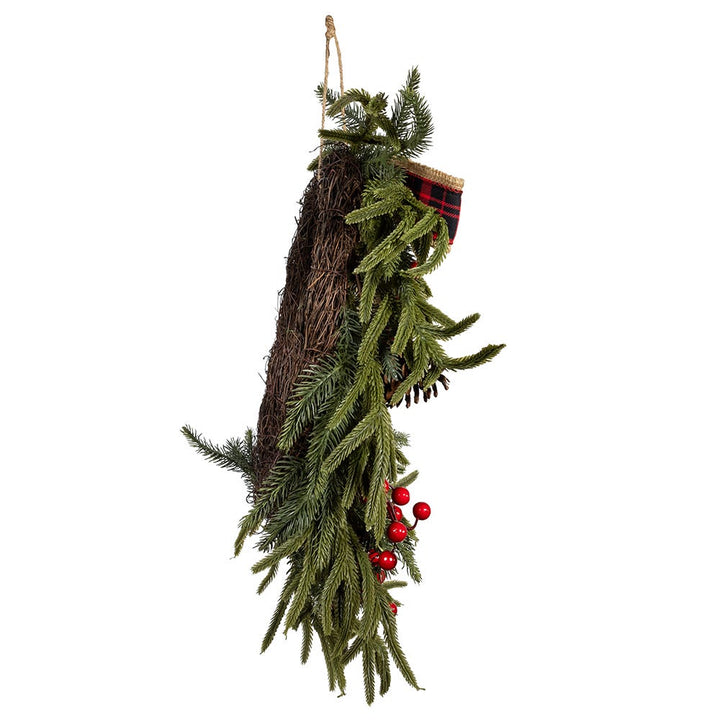 Kurt Adler 24-Inch Unlit Berries and Pinecone Rattan Wreath