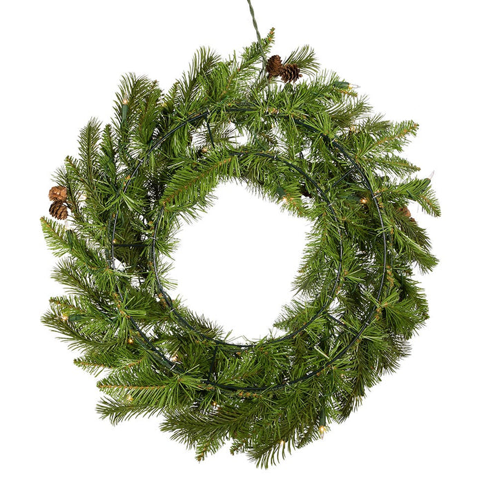 Kurt Adler 24-Inch Pre-Lit Clear Incandescent Pinecone Wreath