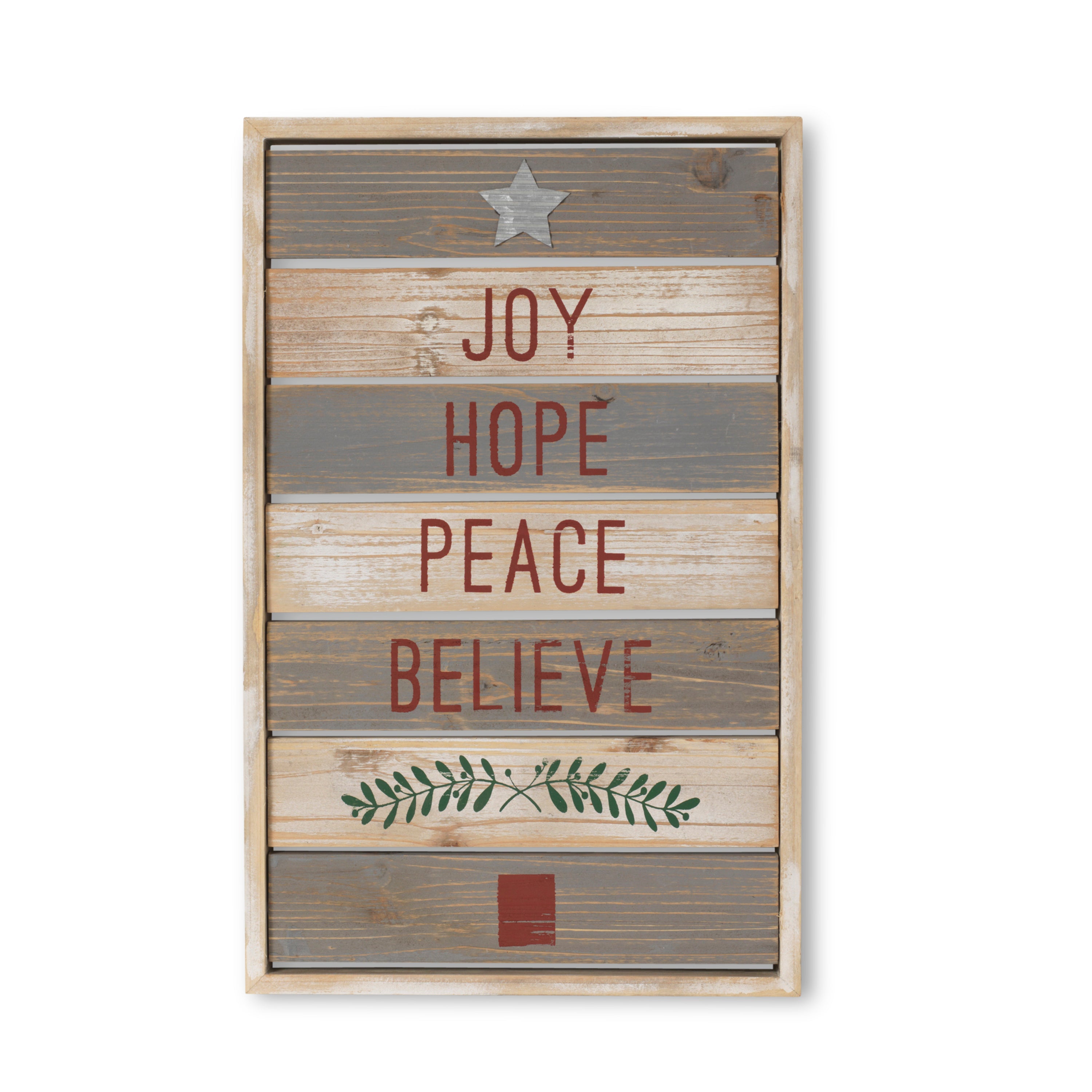 Luminous 18.8 in H Wood Holiday Reversible Wall Sign 2649070EC