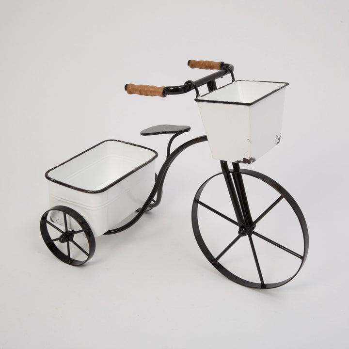 17.7 Inch Whimsical Metal Tricycle with 2 Planters 2517020EC