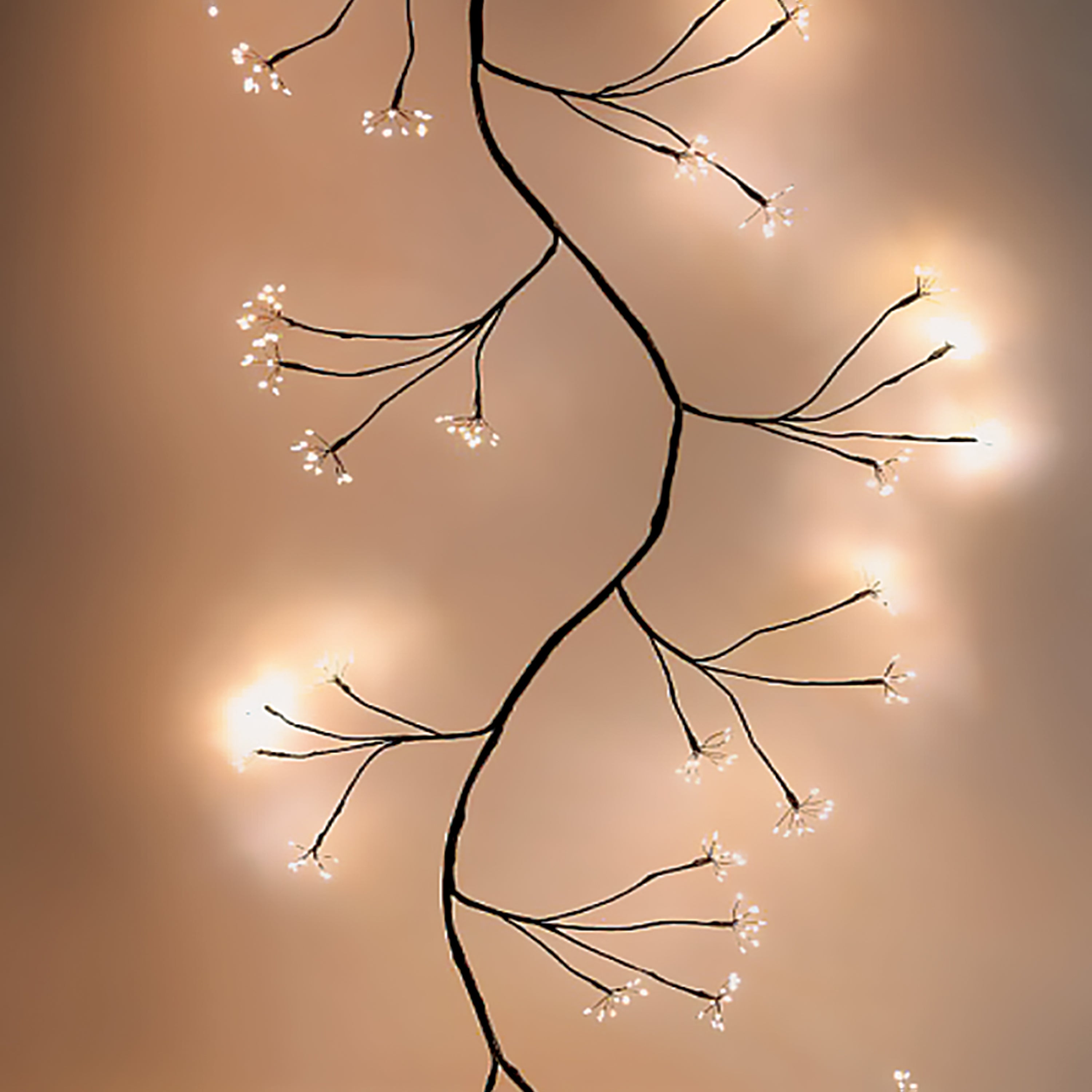 6 Foot Black PVC Wrapped Micro LED Garland with 9 Foot Lead Wire and Outdoor UL Adapter #2740820EC