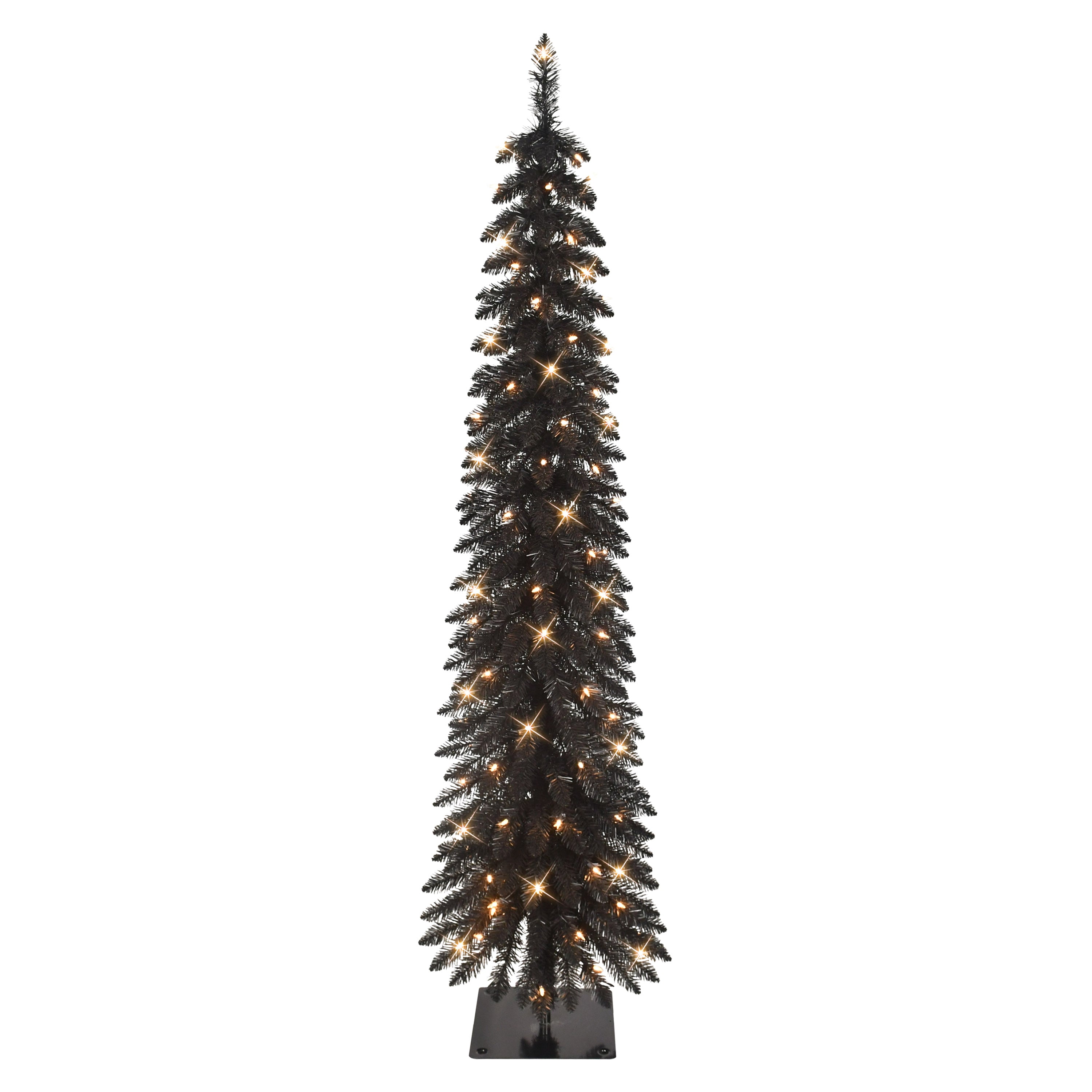 6' Pre-Lit Artificial Black Alpine Pencil Tree BK-01063-TP60C1A